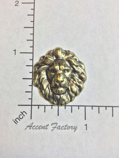 45053 - 2 Pc Medium Lion Head Finding Stamping Brass Ox