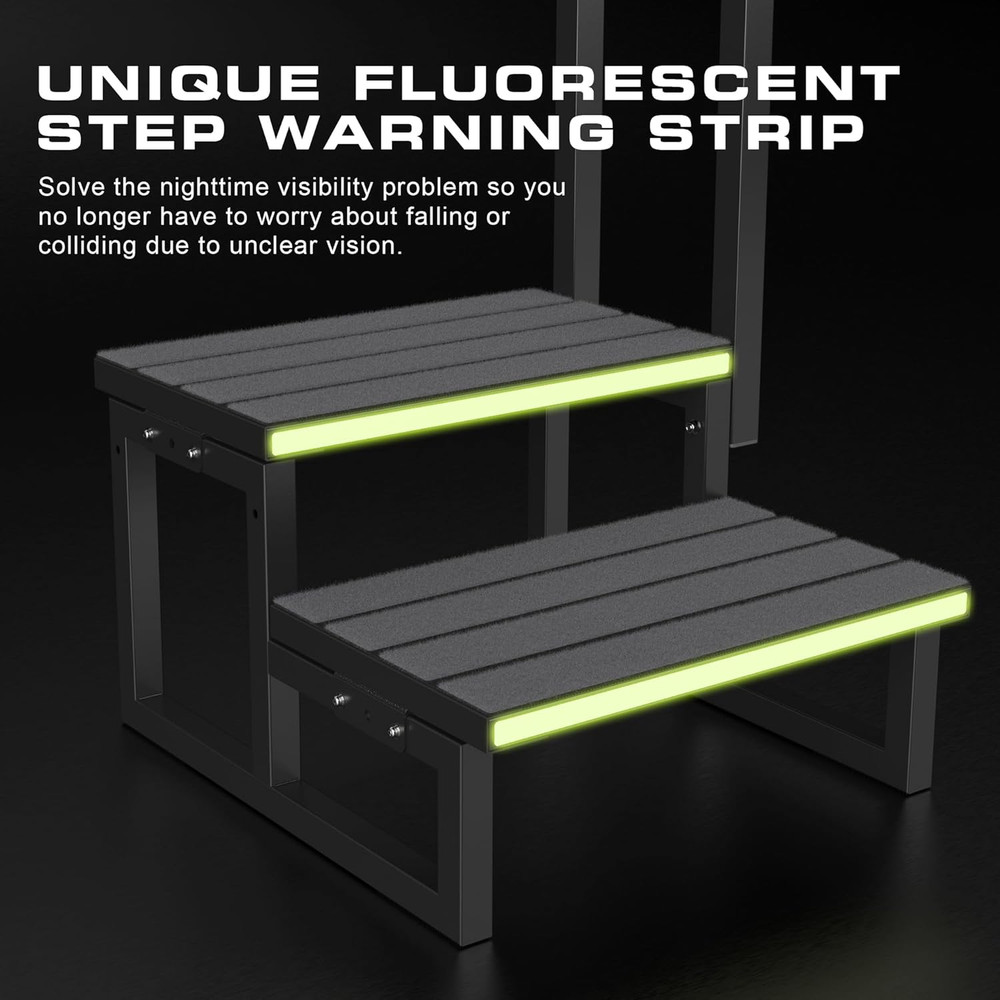 Step Stool with Adjustable Handrail (26"To 40") Aluminium 2-Step Stool W/Step Co