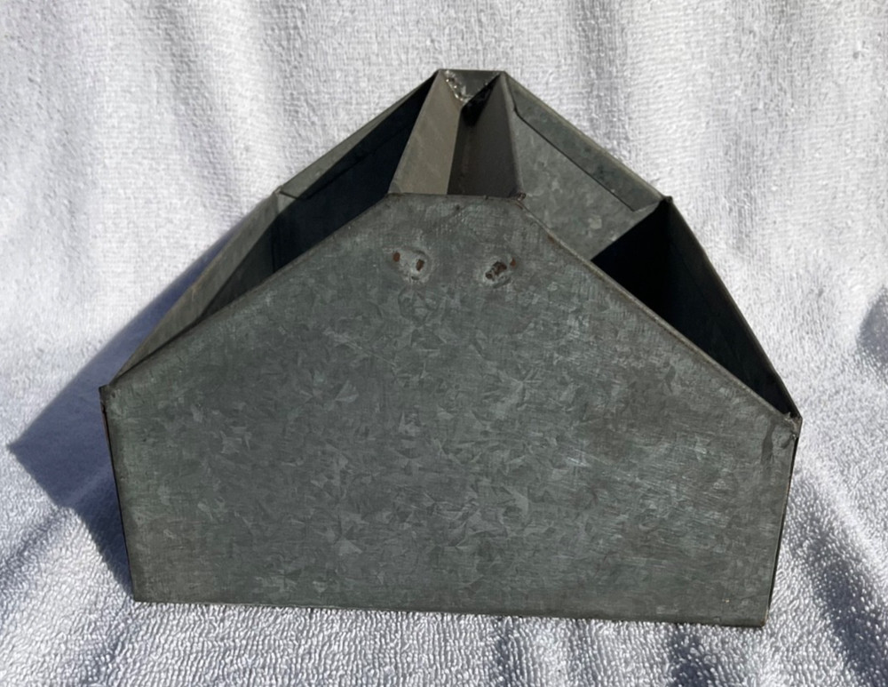 Vintage Galvanized Sheet Metal Handmade Toolbox Tool Tray