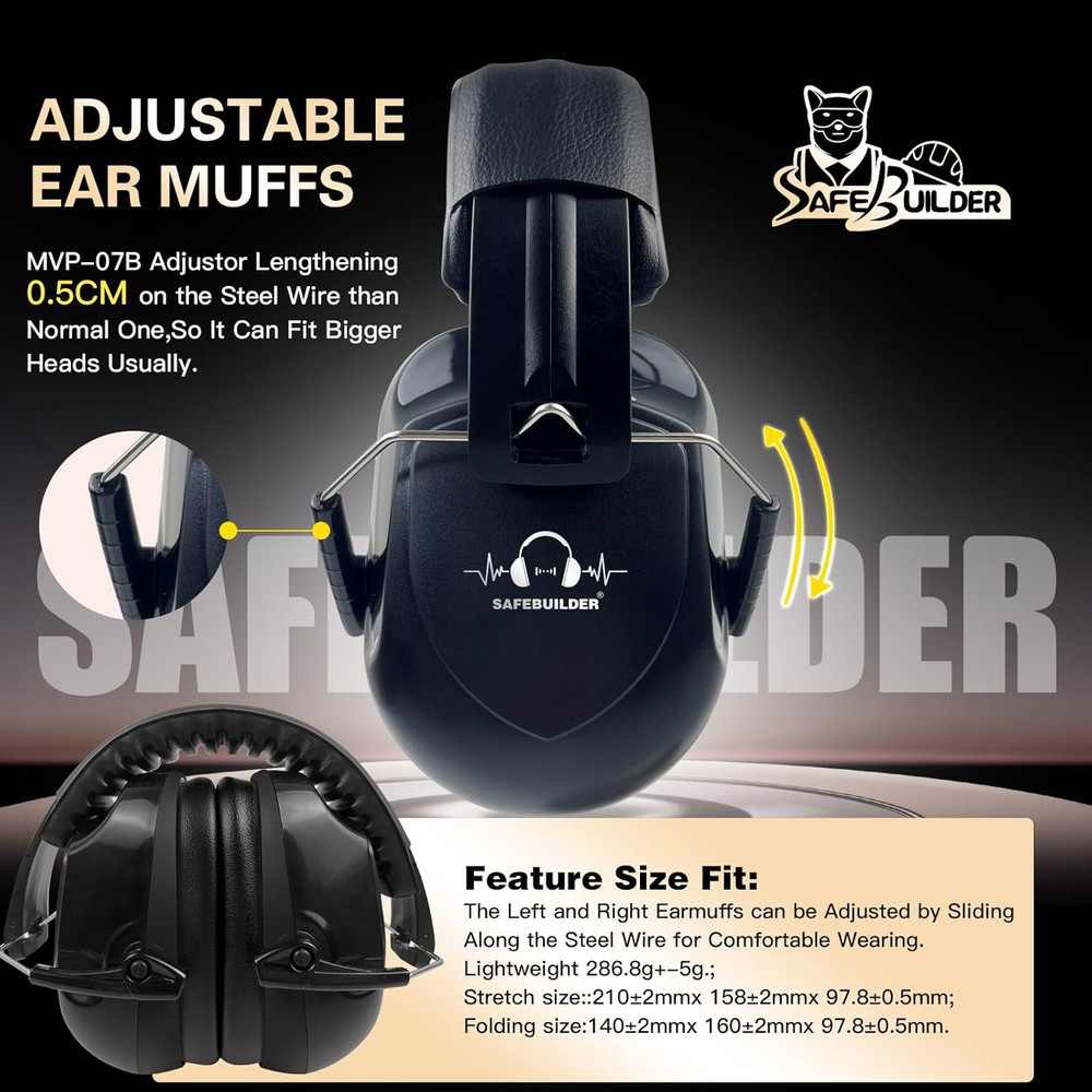 Noise Reduction Ear Muffs 33dB Adjustable Safety Hearing Protect. Shooting Work