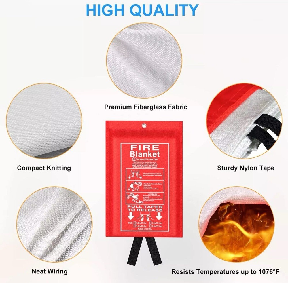 Emergency Fire Blanket for Kitchen and Home, 2 Pack