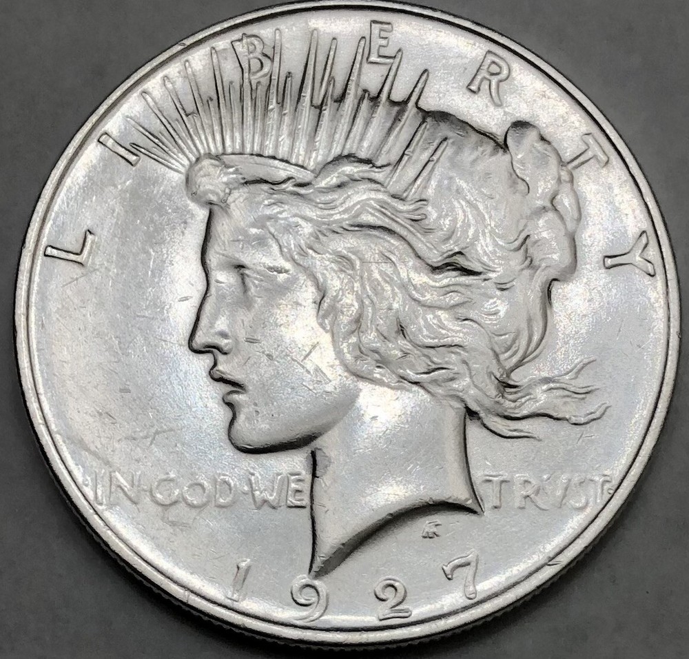 1927-D Peace Silver Dollar AU Details