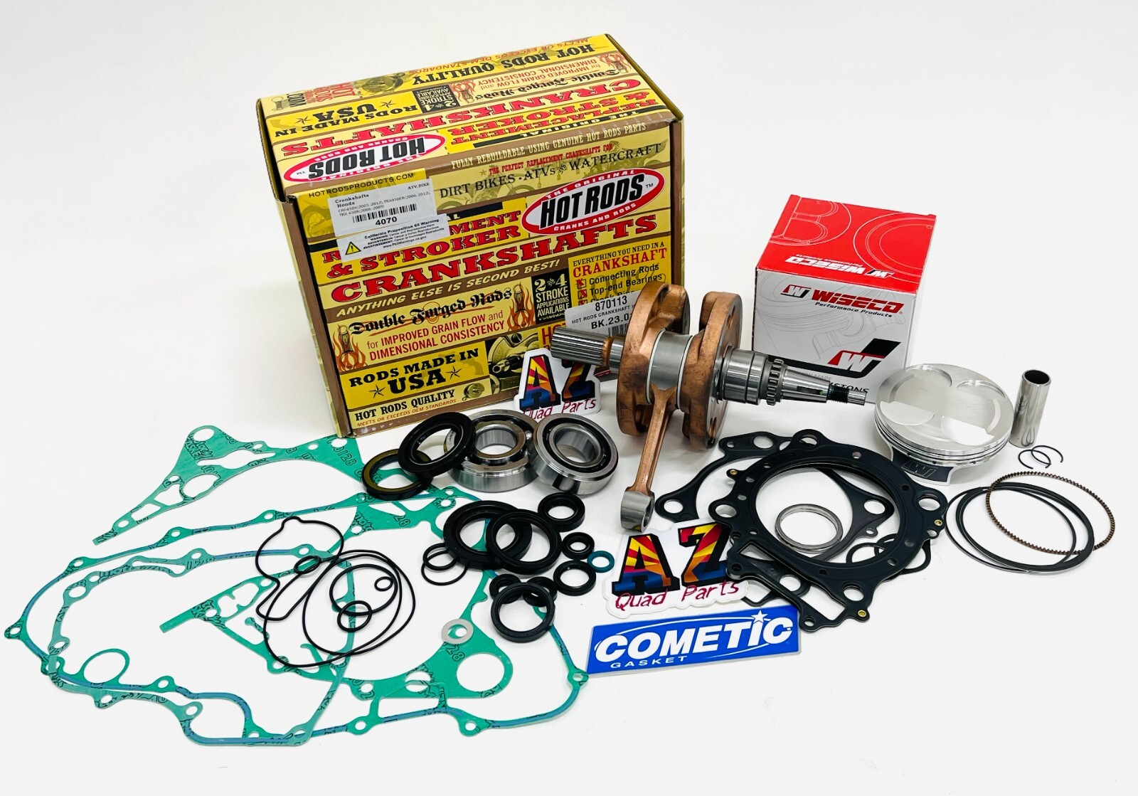06-14 Honda TRX450R TRX 450R Hotrods Crank Wiseco Piston Gaskets Rebuild Kit