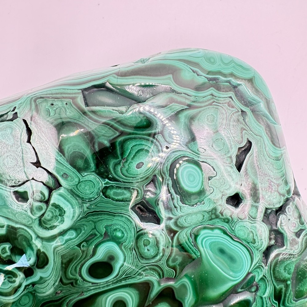 674 Grams Malachite Polished Tight Pattern Great Shape And Quality For Display
