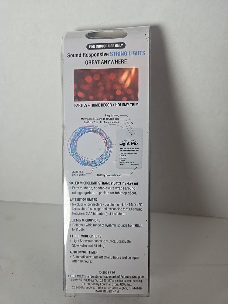 Light Mix Sound Responsive LED String Light - Length 16 ft. W/ 4 Light Modes