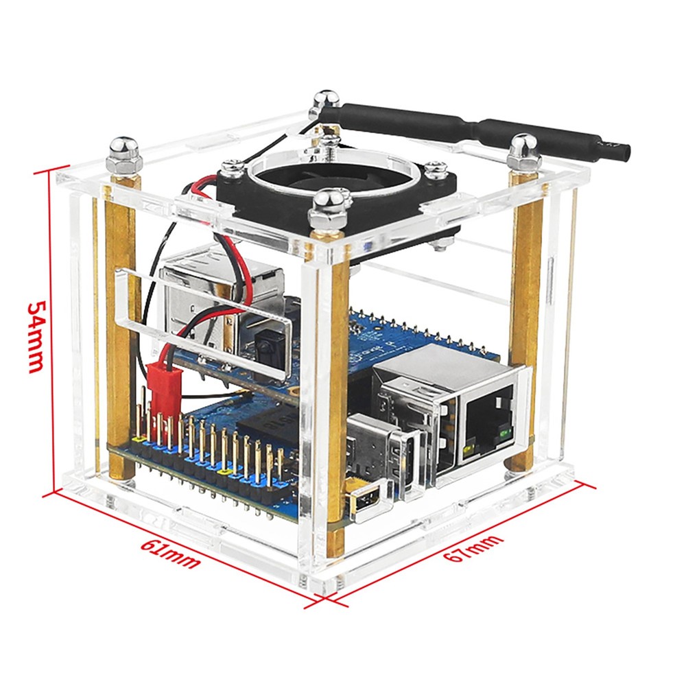 Acrylic Enclosure Clear Shell Cover W/ Cooling Fan For Orange Pi Zero 3 Replace