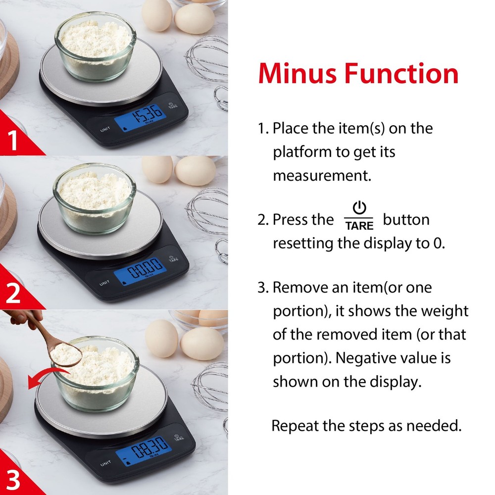 Waterproof Digital Kitchen Scale with Blue Backlit, Black