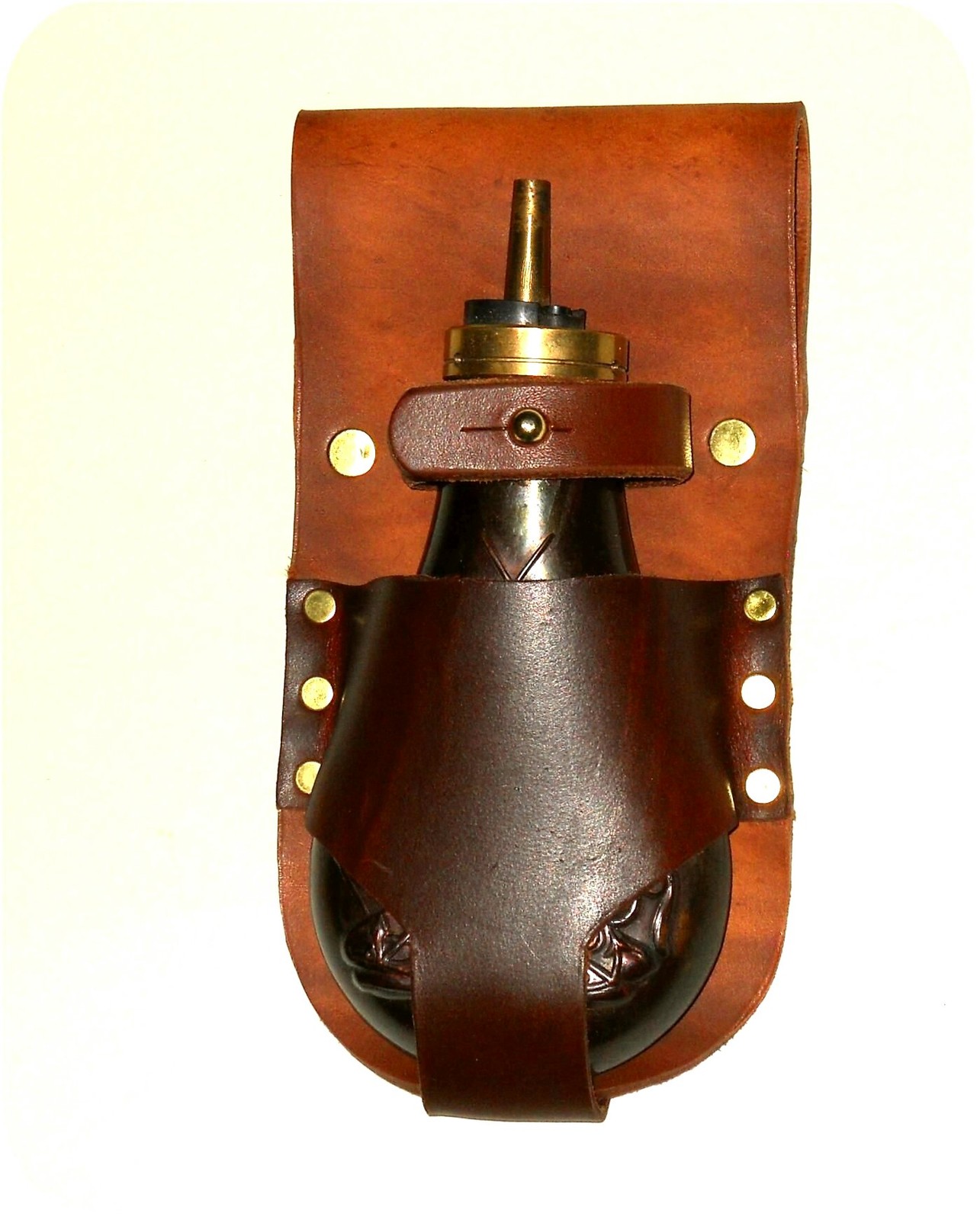 Black Powder Leather Flask Belt Holder (BP) - BROWN USA Maker