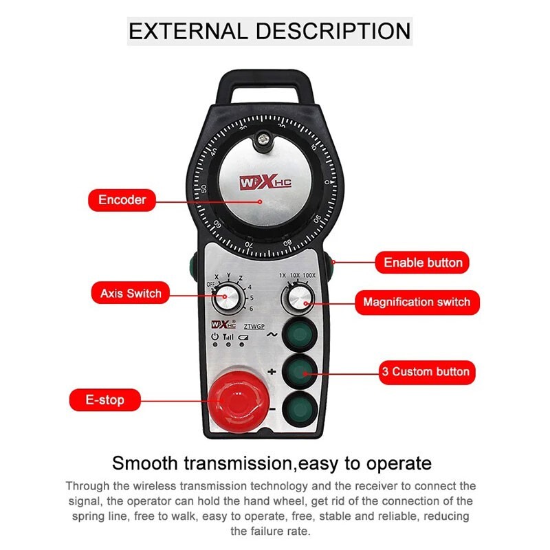 Wireless Manual Pulse Generator CNC MPG Controller 6-Axis Handwheel ZTWGP-3