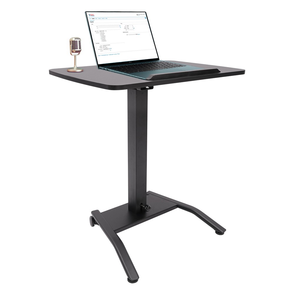 Adjustable 25.5“ Rolling Podium Desk Standing Lifting Computer Desk Black