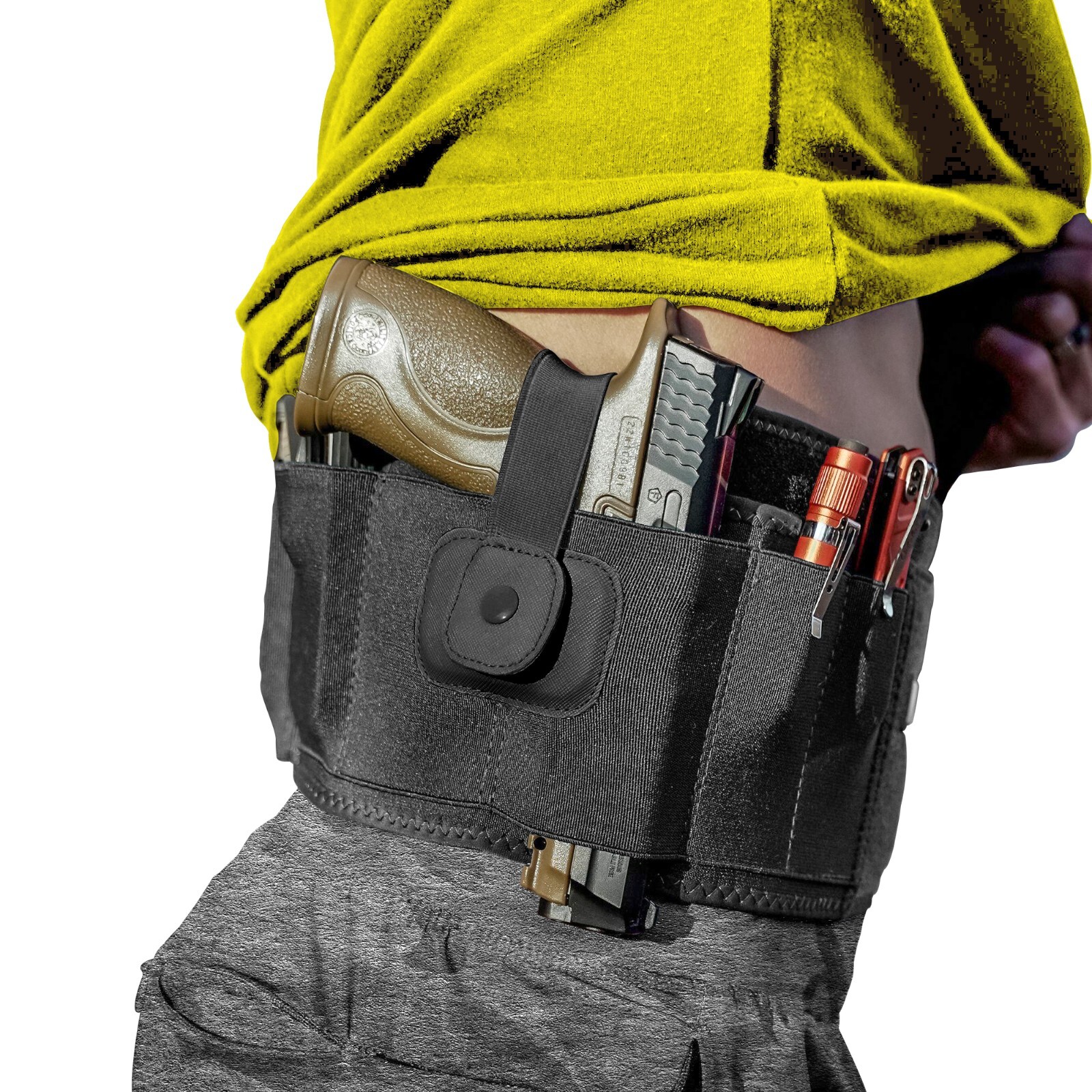 BRAVOBELT Belly Band Holster for Concealed Carry - for Men & Women - Black