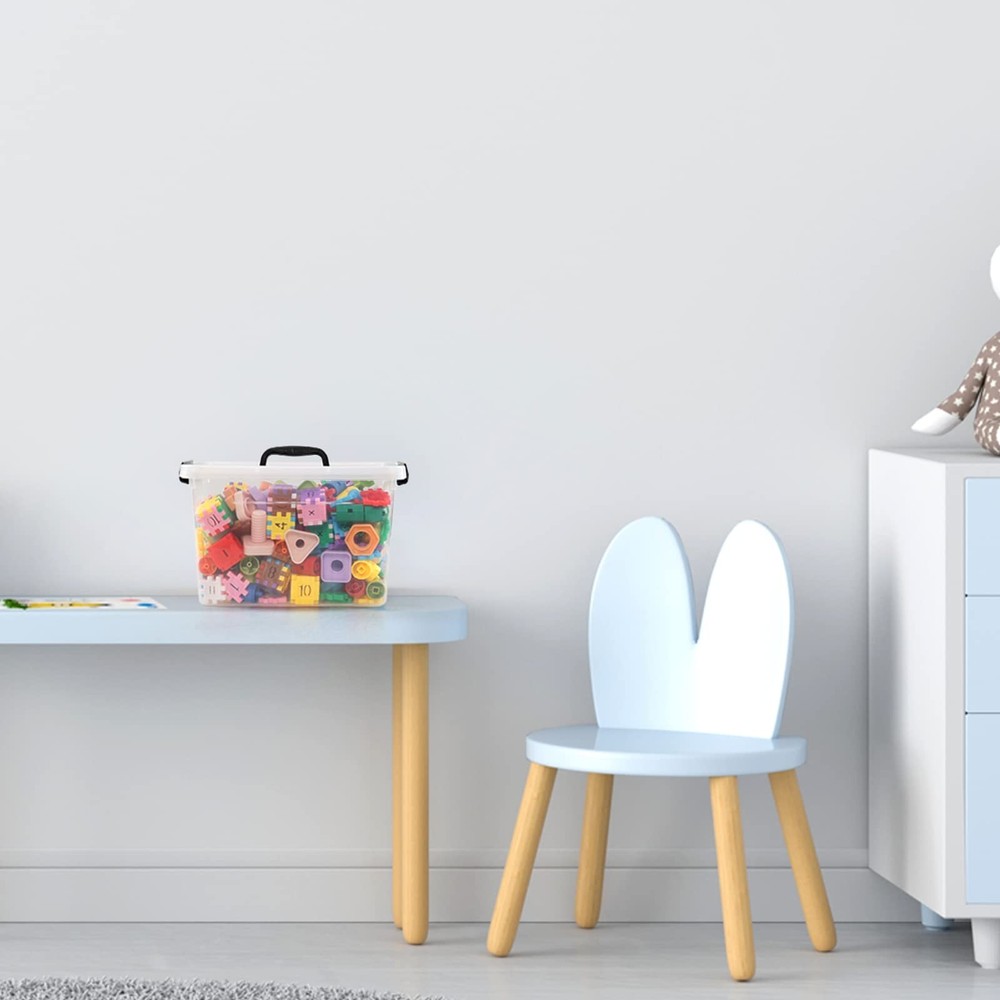 Plastic Latching Storage Box 2 Pack 12 Quart and 6 Quart Clear Lidded Bins