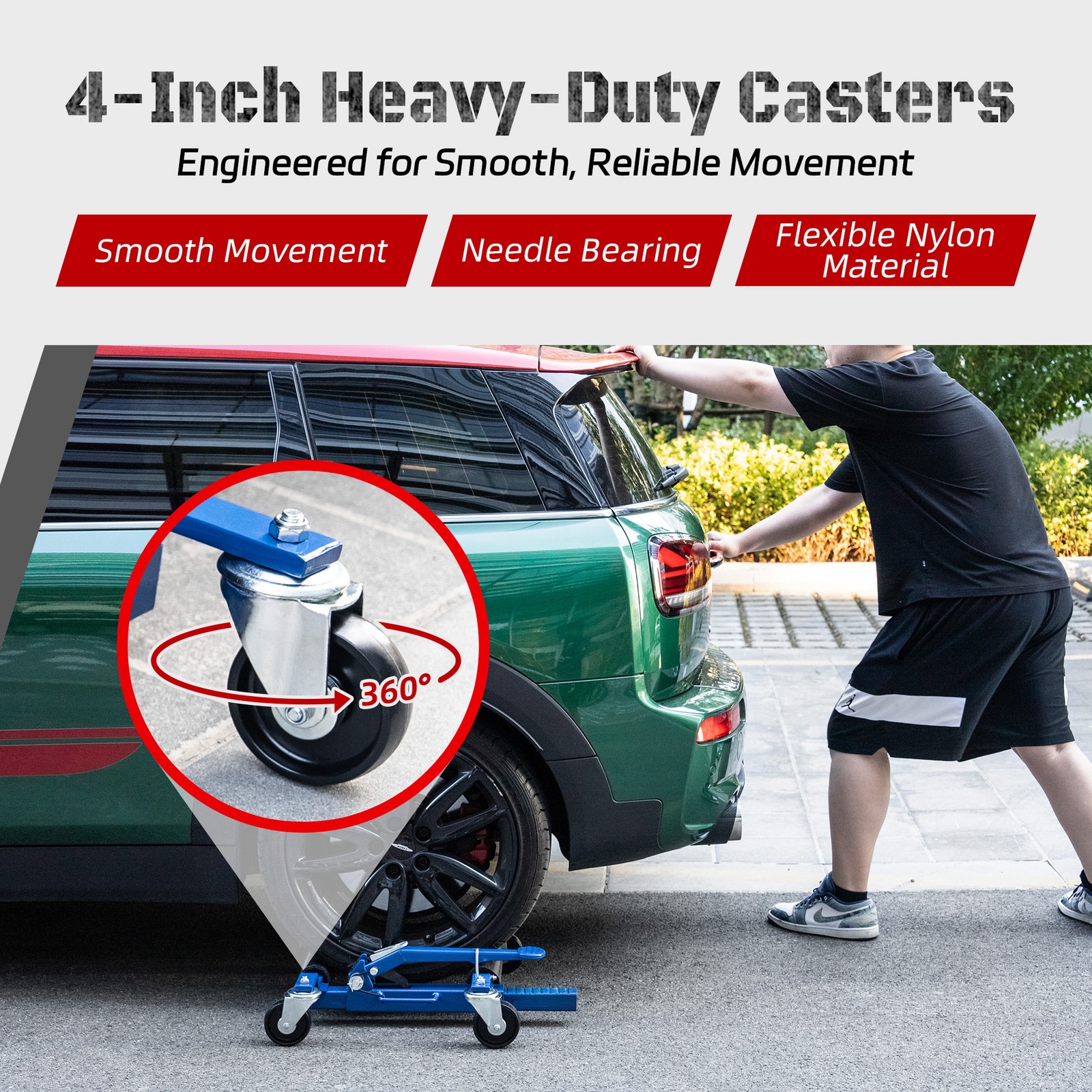 Car Dolly Jack Set of 2 Mechanical 1500-lbs Wheel Dolly for Vehicle Position