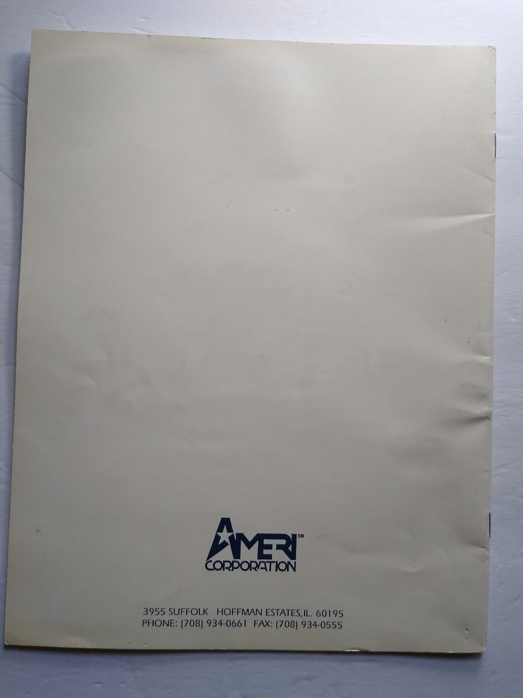 AMERI Corporation Ameri Darts Conversion Kit Manual 1989 Arcade Game