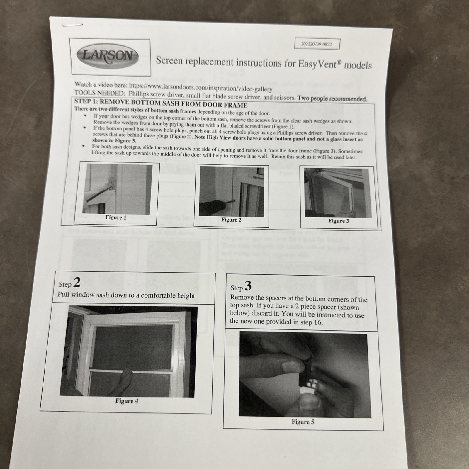 Larson EasyVent 31" Retractable Screen Roll for 36" Storm Door. Part # 0800722