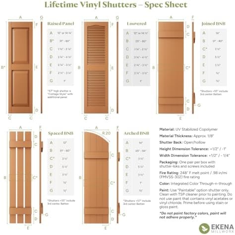 Ekena Millwork LVSAMPLECOLORS Vinyl Shutter Sample Colors