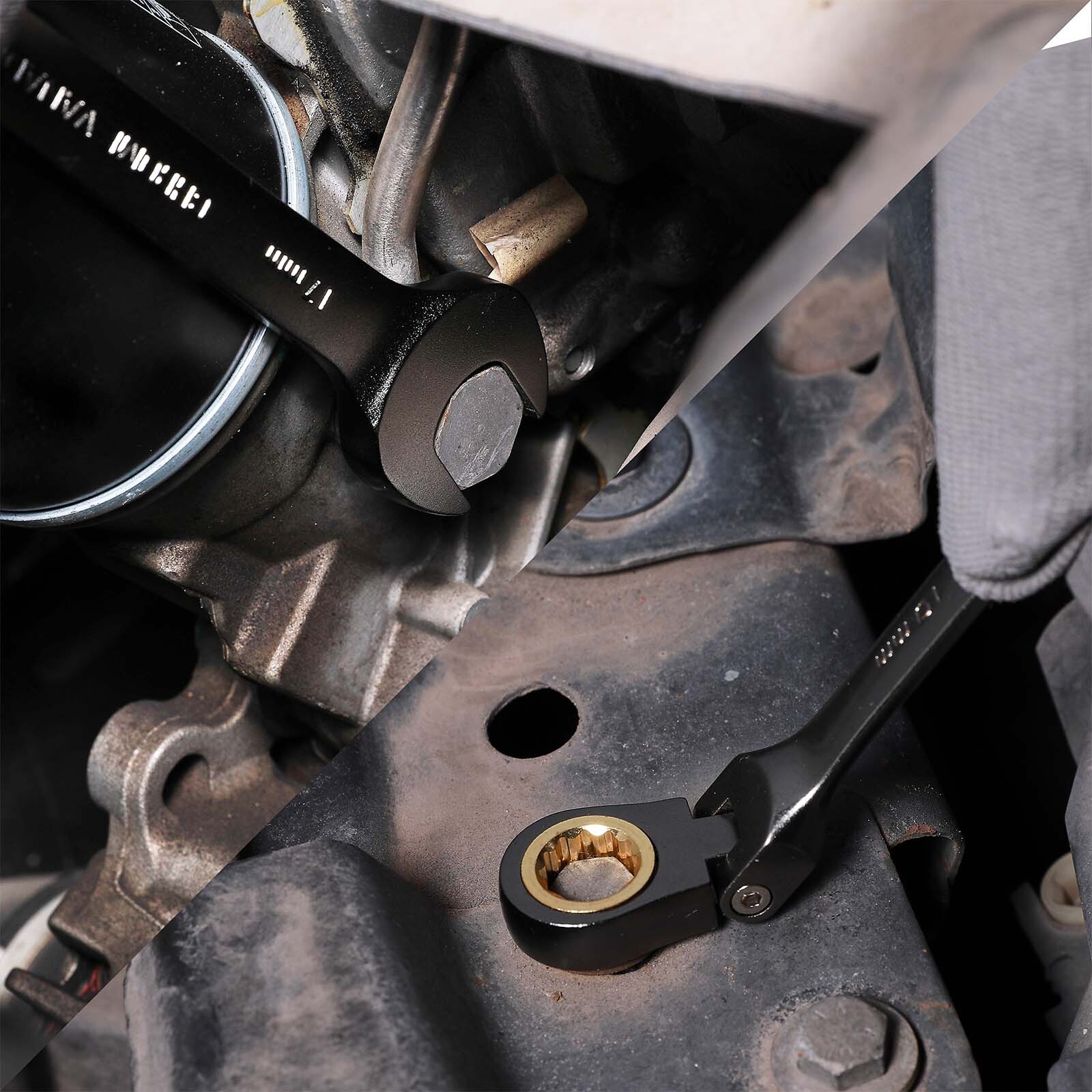 12PCS Metric Flex Head Ratcheting Wrench Set 8-19mm 72-Tooth Ratchet Combination