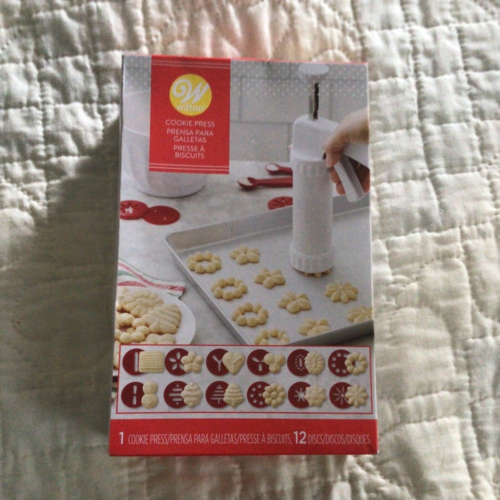 Wilton Cookie Press 12 Assorted Discs Shapes Manual Sealed Box