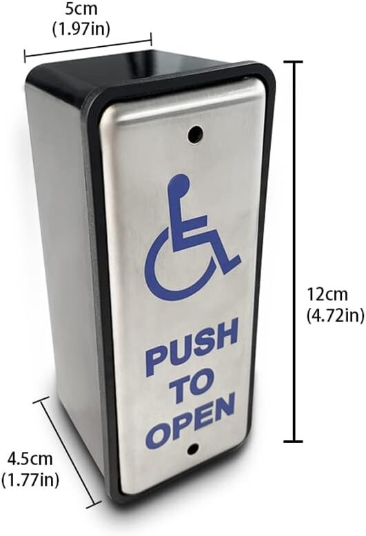 Handicapped Push Button for Automatic Door Opener,Single Narrow Wired Stainless