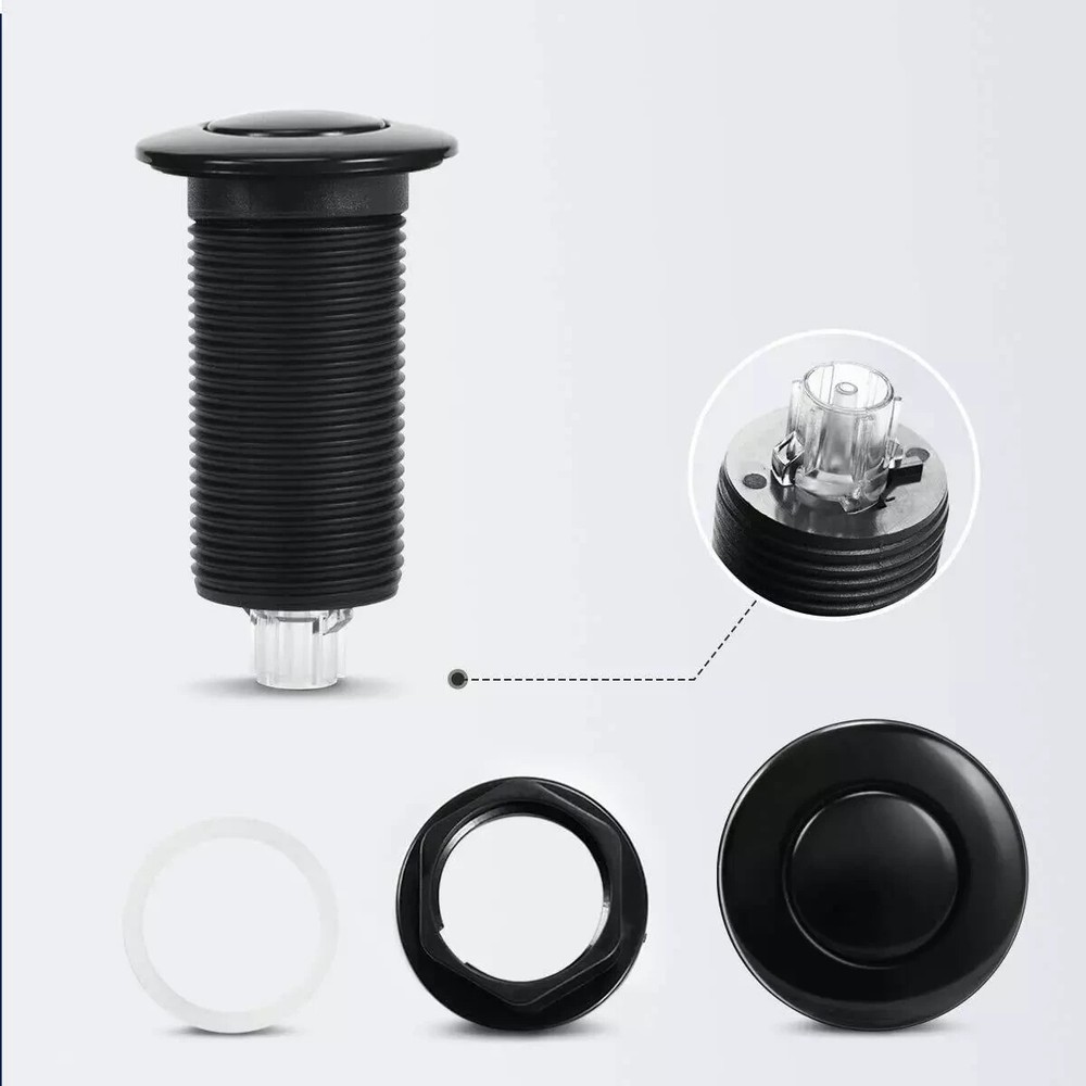 Air Activated Switch Button with Air Hose, Sink Top Black Push Button for Foo...