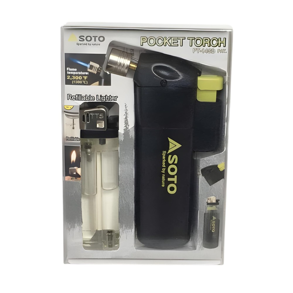 SOTO Butane Torch Lighter, Compact Windproof Pocket w/ Refillable Lighter