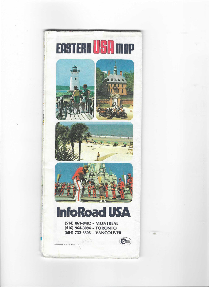 Eastern USA map, Inforoad USA 1977