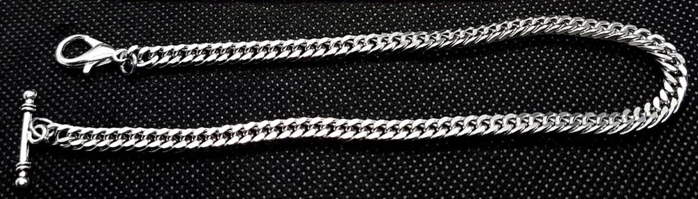 12 Inch Long Custom Made T End Bar Solid Pocket Watch Chain