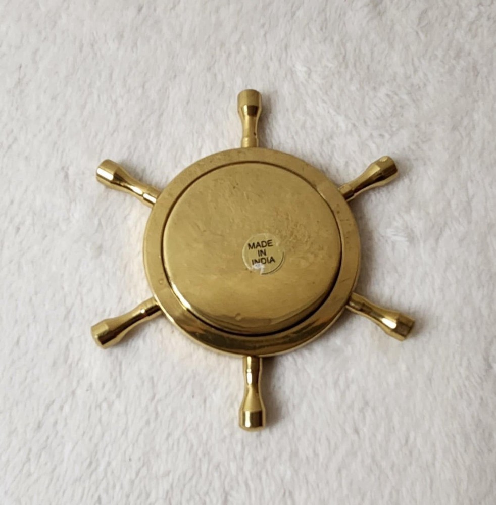 Solid Brass Nautical Wheel Compass 4” Works