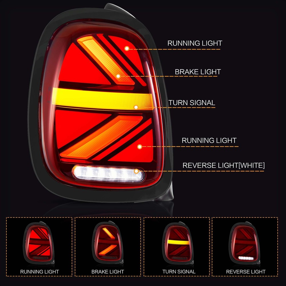 LED Tail Lights for Mini Cooper F55 F56 2014-2017 Sequential Dynamic Startup
