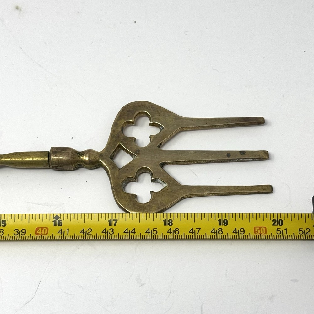 Vintage Brass Fireplace Toasting Fork Clown Design 20”