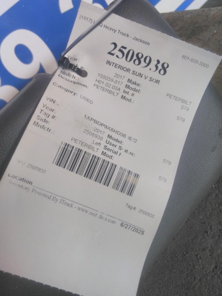 Replaces 2017 PETERBILT 579 INTERIOR SUN VISOR ,  MS
