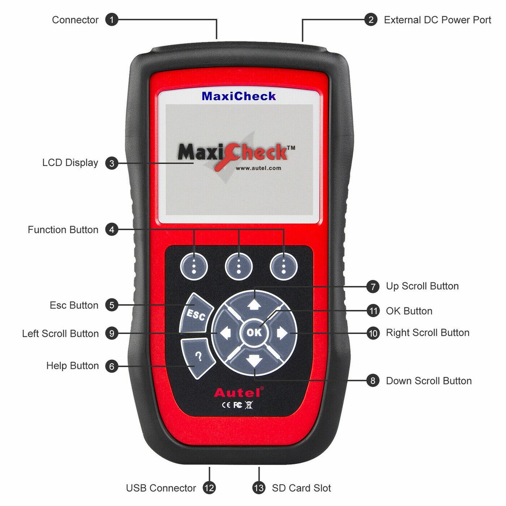 Autel MaxiCheck Pro ABS SRS Brake OBD II Diagnostic Tool Code Scanner