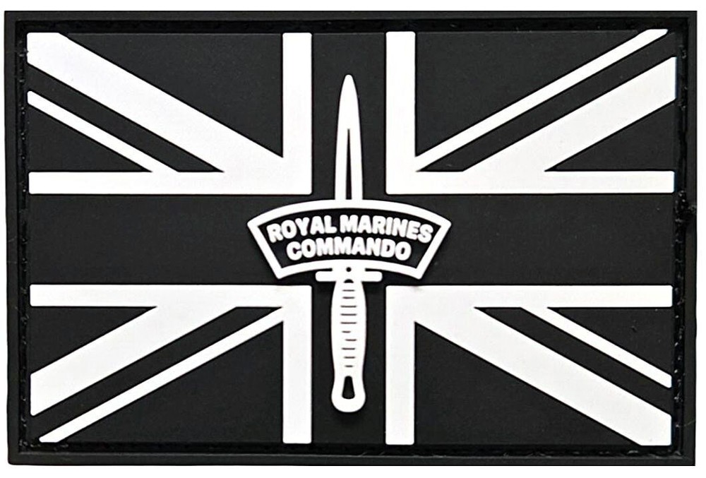 Union Jack UK Flag Royal Marines Commando PVC Rubber Patch | 2PC Hook Back 3"x2"