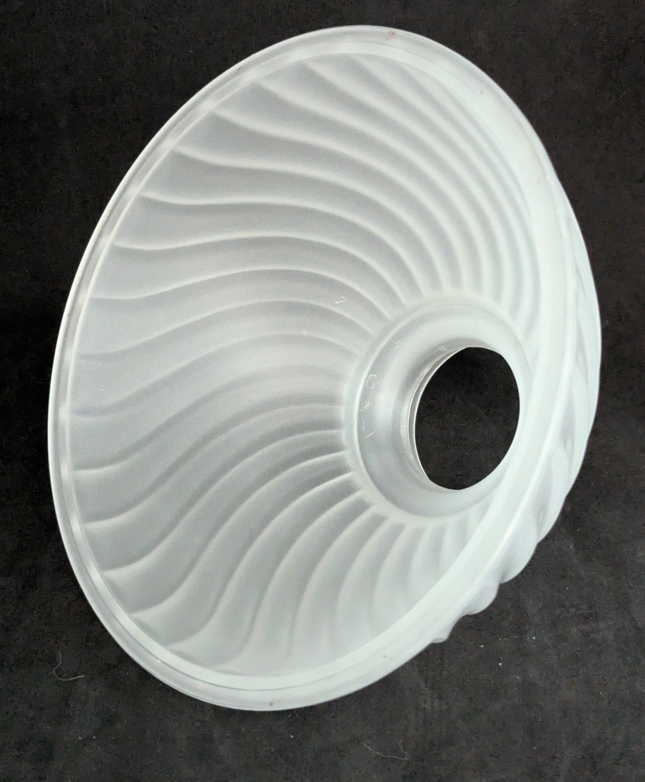 NOS! Frosted Swirl 6-1/2” dia. Low Bowl Glass Light Shade 2-1/4” Fitter VG Cond.