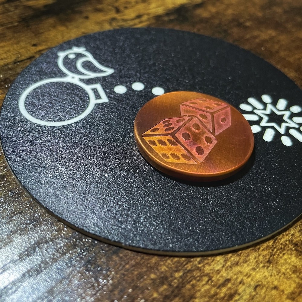 ROLL THE DICE! (Torched Copper) Hand Made Custom Golf Ball Marker!