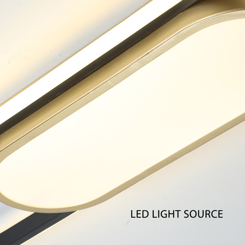 Modern Linear LED Flush Mount Ceiling Light Fixture Dimmable Ceiling Lamp+Remote