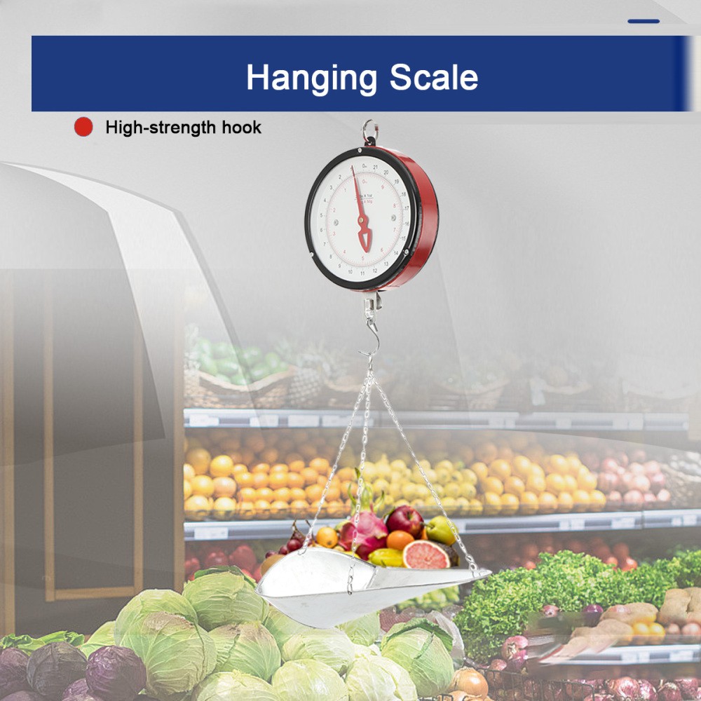22lbs Double-sided Supermarkets Dial Hanging Scale Circular Hanging Scale