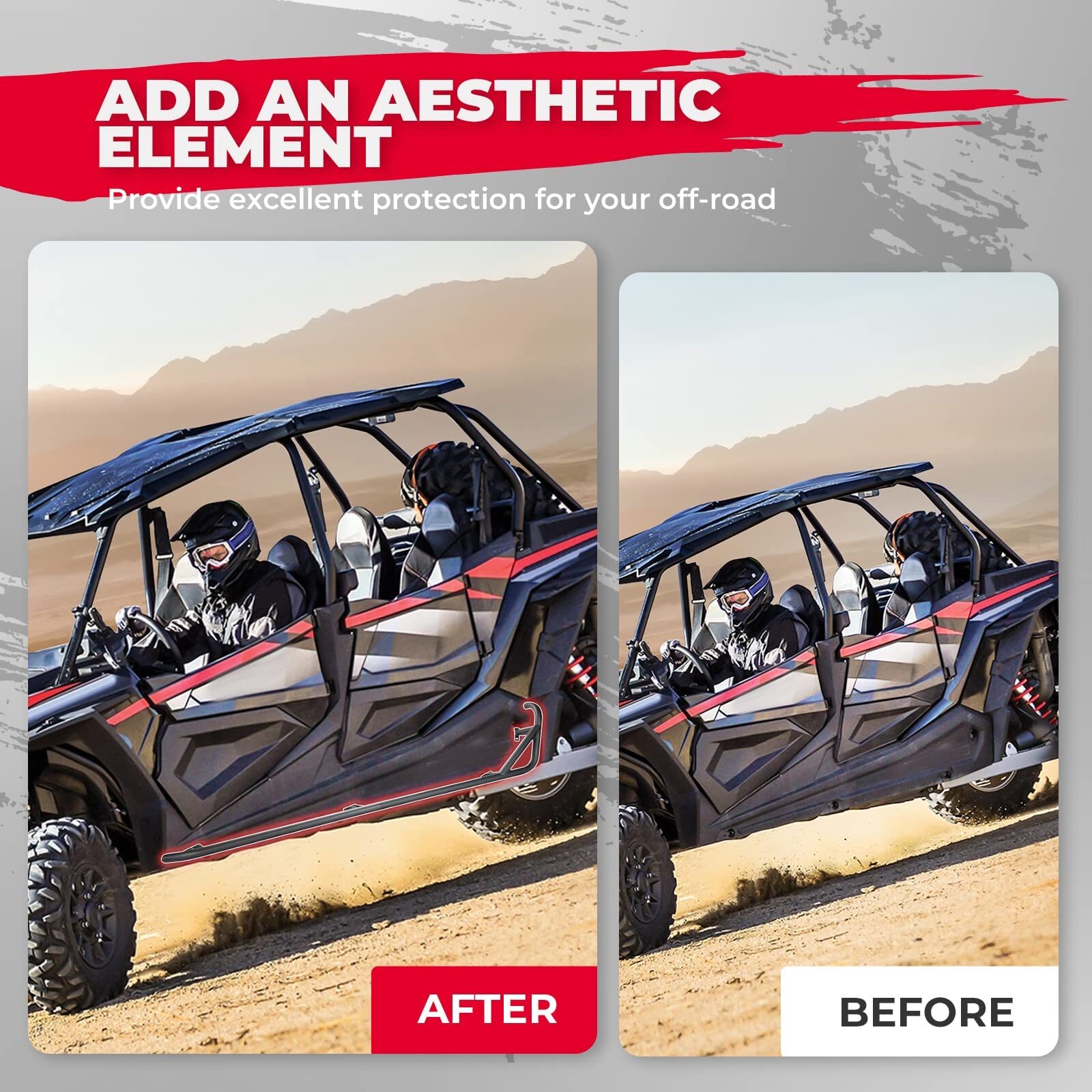 KEMIMOTO For Polaris RZR XP 4 1000/ 4 900 Turbo 2015-2023 Nerf Bars Rock Sliders