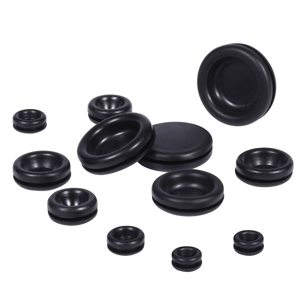 170PCS Rubber Grommet Kit - Closed Plug, Electrical Wire Black