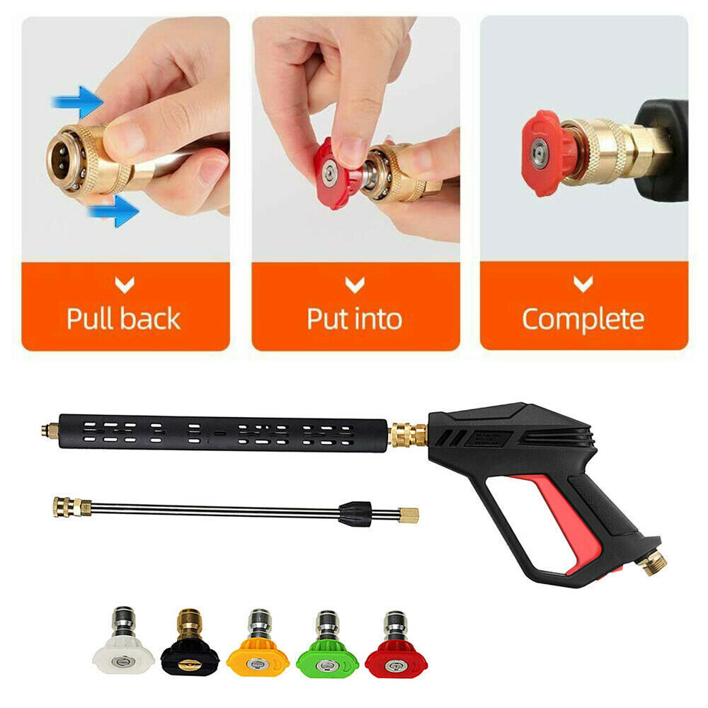 4000PSI High Pressure Power Washer Spray Gun Wand Lance Quick Nozzle Tips Kit