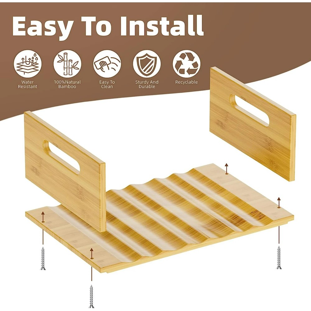 MinBoo 2 Tier Bamboo Wine Racks for Countertop, Stackable,Storage Rack for Wine