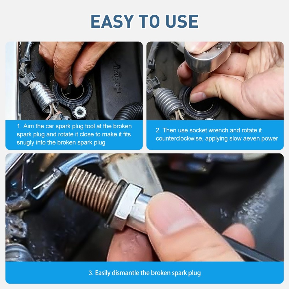 Car Broken Fracture Damaged Spark Plug Removal Tool Reverse Thread Extractor Kit