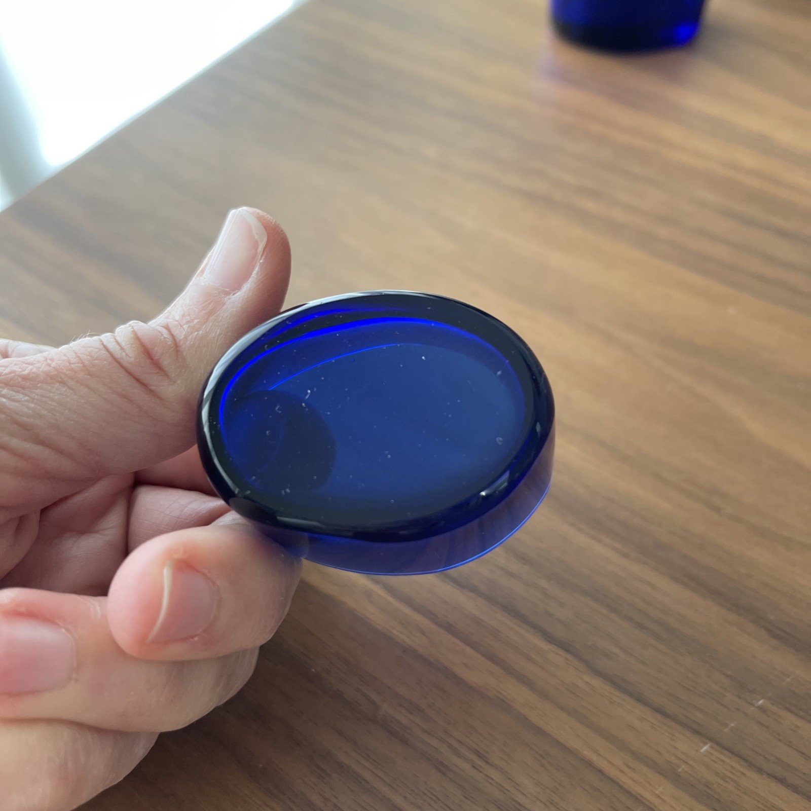 Cobalt & Silver Salt Cellars Or Dips Antique Set of 2