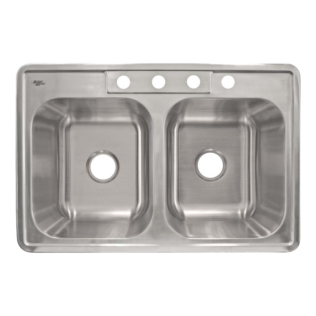 Top Mount Stainless Steel Double Basin Kitchen Sink 33" x 22" x 8" Deep