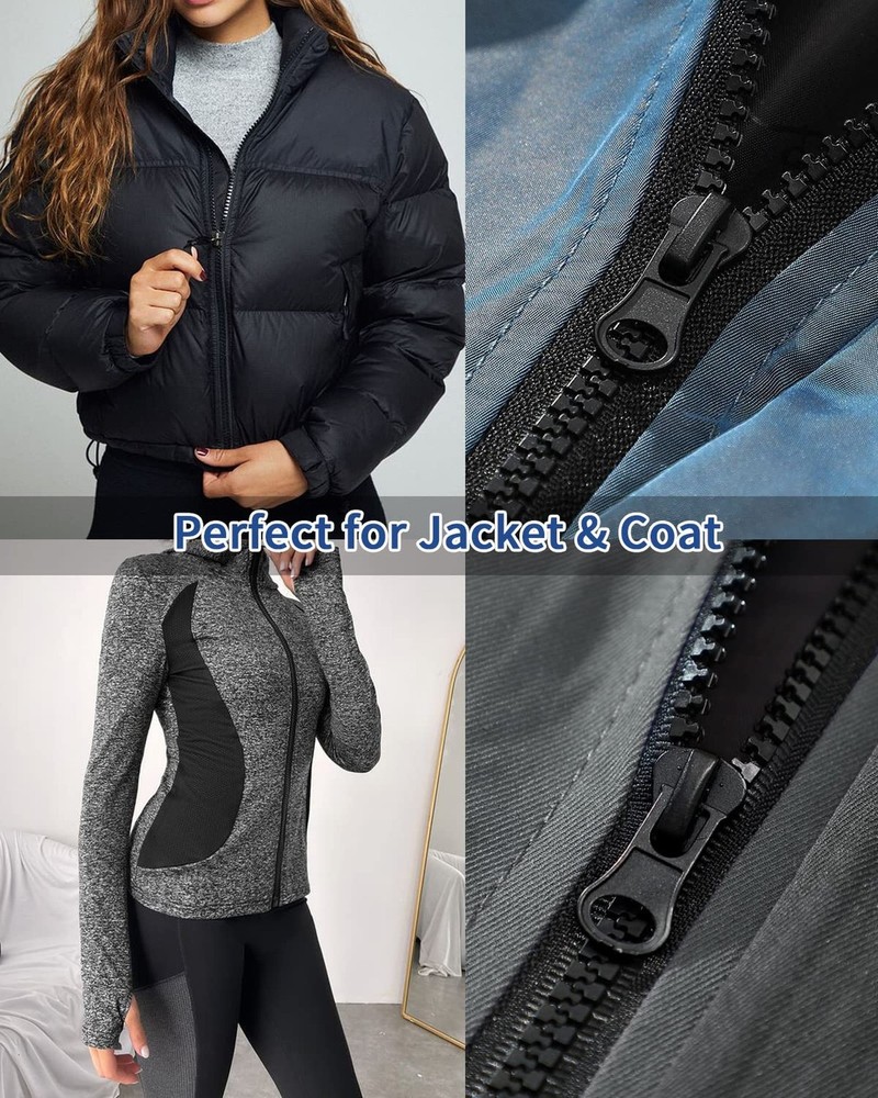 28" Jacket Zipper #5 Black Plastic 3pcs Separating Coat Down Jacket Sweatshirt