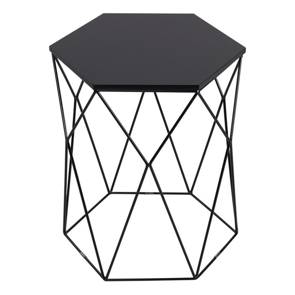 Pemberly Row Modern Element Geometric Side Table in Midnight Black