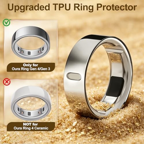 4 Pack Upgraded Ring Covers Compatible with Oura Ring Size 9 Gold*2+Silver*2