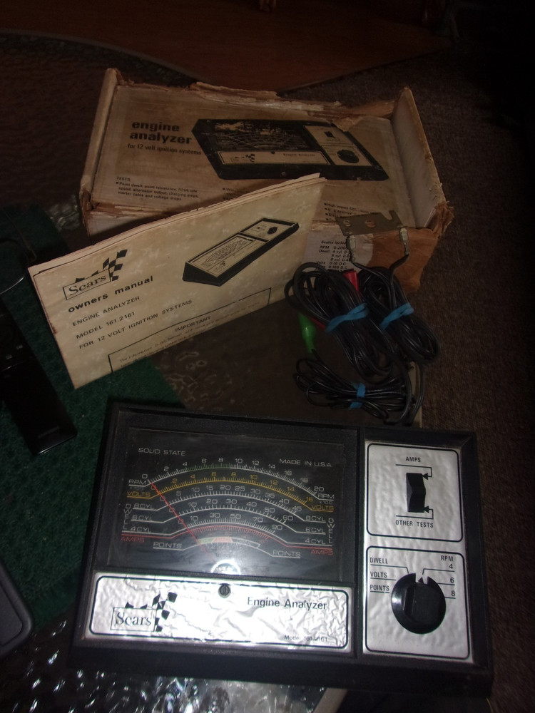Vintage Sears Car Engine Analyzer Model 161-2161 w/Manual - box is garbage