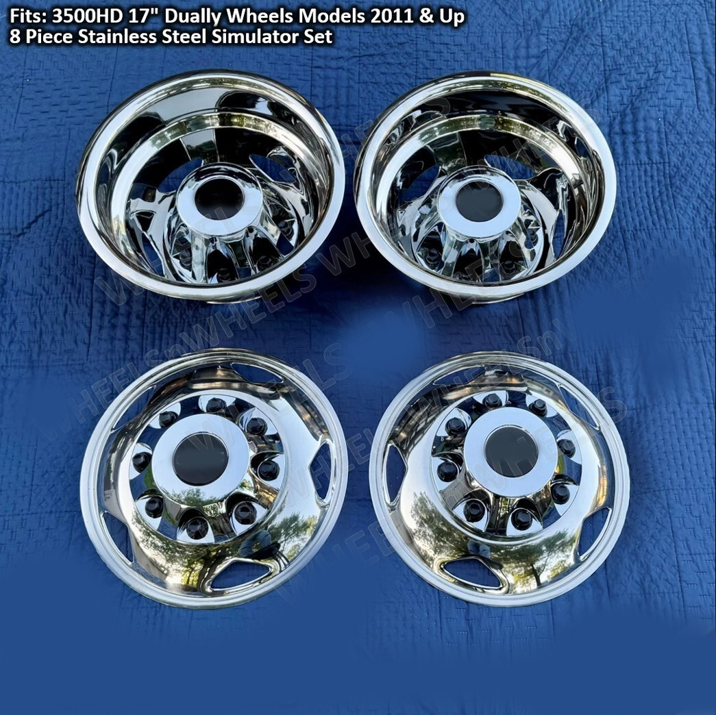 2011-Up Silverado 3500 17" Stainless Steel Dually Wheel Simulators Dual Rim
