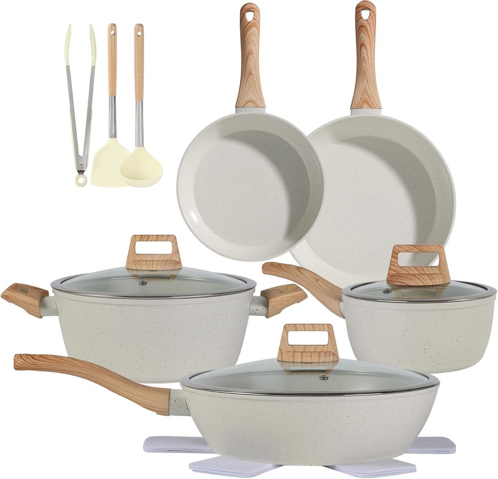 Ceramic Cookware Sets 15PCS Pots & Pans Set Non Stick black15)